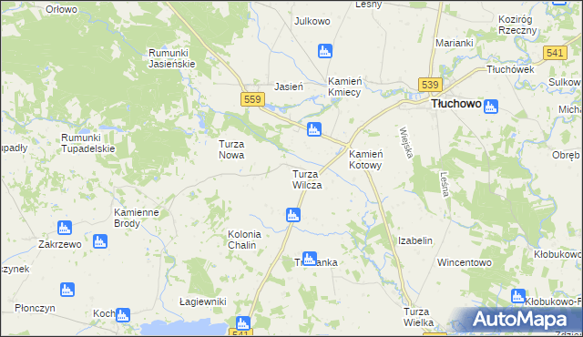 mapa Turza Wilcza, Turza Wilcza na mapie Targeo