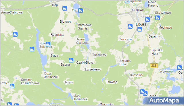 mapa Tuszkowy, Tuszkowy na mapie Targeo