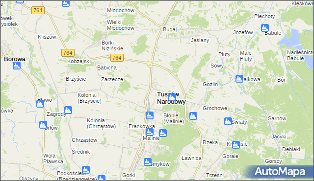 mapa Tuszów Narodowy, Tuszów Narodowy na mapie Targeo