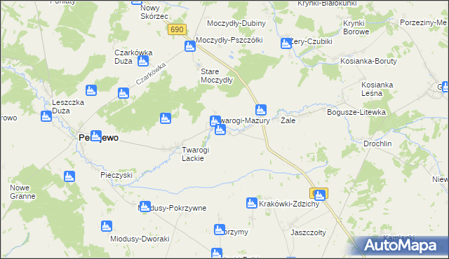 mapa Twarogi-Wypychy, Twarogi-Wypychy na mapie Targeo