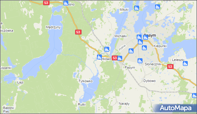 mapa Tylkowo, Tylkowo na mapie Targeo
