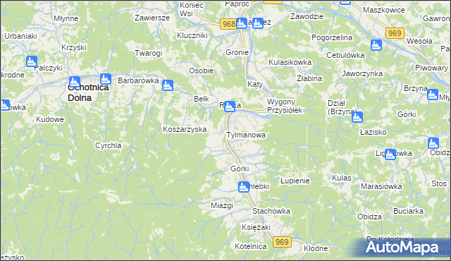 mapa Tylmanowa, Tylmanowa na mapie Targeo