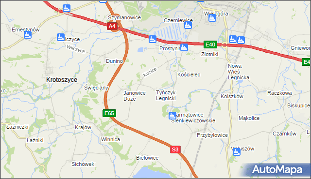 mapa Tyńczyk Legnicki, Tyńczyk Legnicki na mapie Targeo