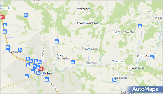 mapa Tyszki-Łabno, Tyszki-Łabno na mapie Targeo