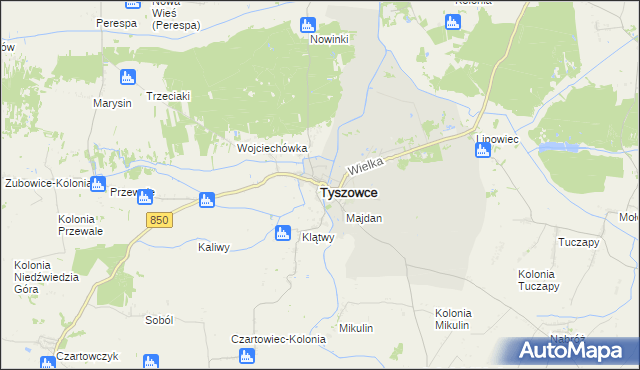 mapa Tyszowce, Tyszowce na mapie Targeo