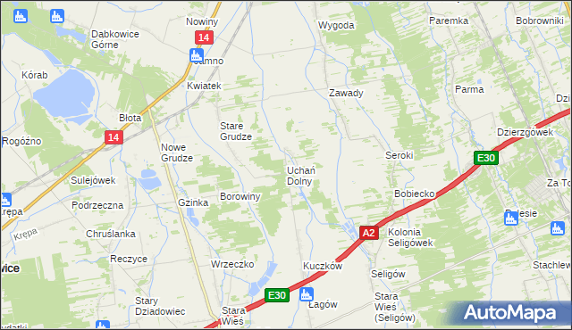 mapa Uchań Dolny, Uchań Dolny na mapie Targeo