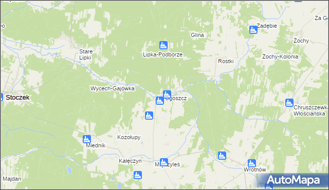 mapa Ugoszcz gmina Miedzna, Ugoszcz gmina Miedzna na mapie Targeo