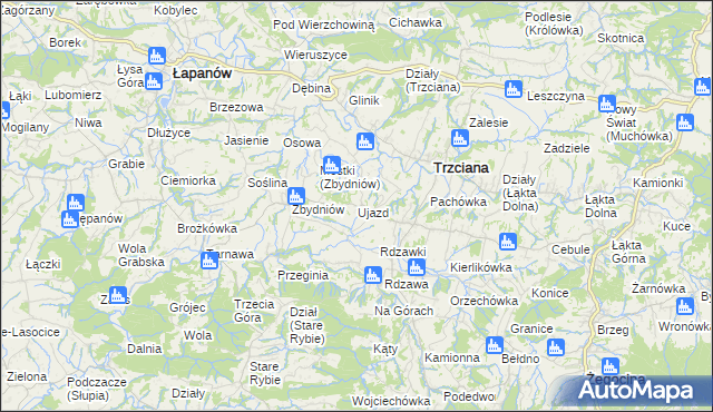 mapa Ujazd gmina Trzciana, Ujazd gmina Trzciana na mapie Targeo