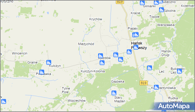 mapa Ujazdów gmina Hańsk, Ujazdów gmina Hańsk na mapie Targeo