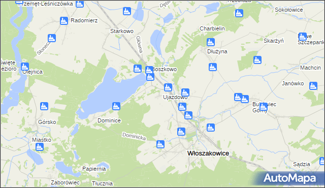 mapa Ujazdowo gmina Włoszakowice, Ujazdowo gmina Włoszakowice na mapie Targeo