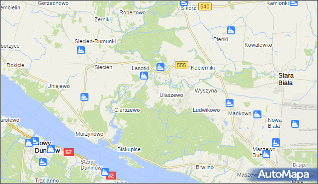 mapa Ulaszewo, Ulaszewo na mapie Targeo