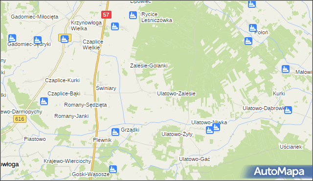 mapa Ulatowo-Zalesie, Ulatowo-Zalesie na mapie Targeo
