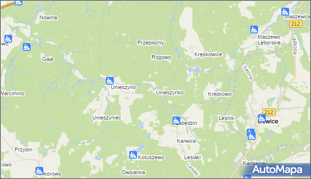 mapa Unieszynko, Unieszynko na mapie Targeo