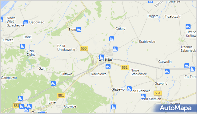 mapa Unisław powiat chełmiński, Unisław powiat chełmiński na mapie Targeo