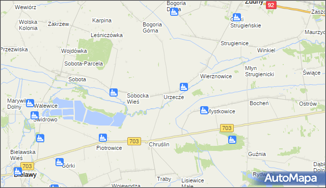 mapa Urzecze gmina Zduny, Urzecze gmina Zduny na mapie Targeo