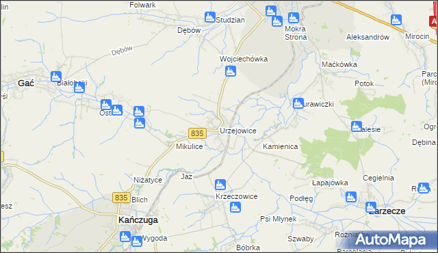 mapa Urzejowice, Urzejowice na mapie Targeo