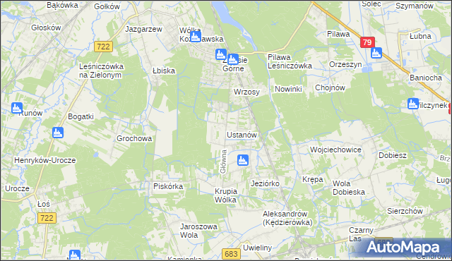 mapa Ustanów, Ustanów na mapie Targeo