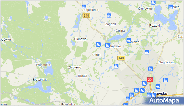 mapa Ustok, Ustok na mapie Targeo