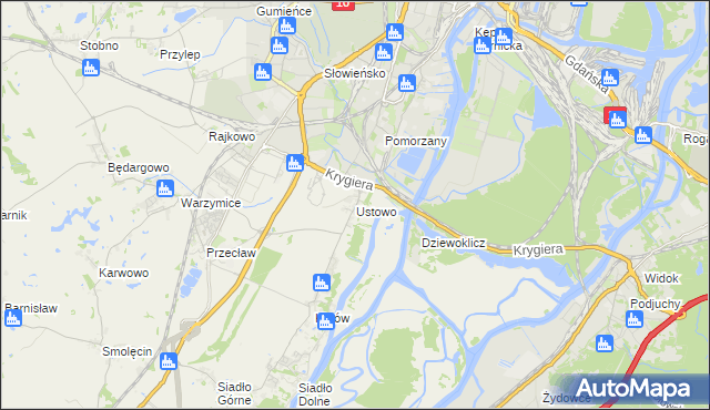 mapa Ustowo, Ustowo na mapie Targeo