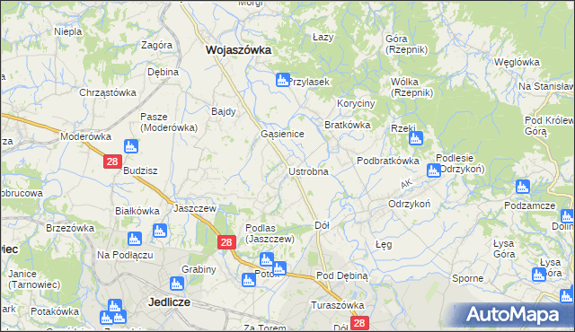 mapa Ustrobna, Ustrobna na mapie Targeo