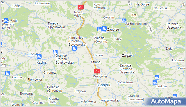 mapa Uszew, Uszew na mapie Targeo