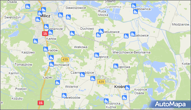 mapa Wąbnice, Wąbnice na mapie Targeo