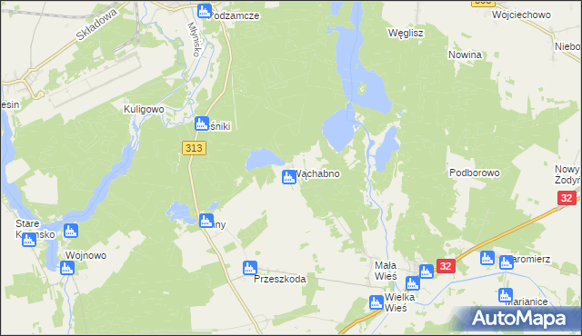 mapa Wąchabno, Wąchabno na mapie Targeo