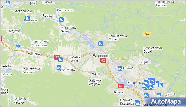 mapa Wąchock, Wąchock na mapie Targeo