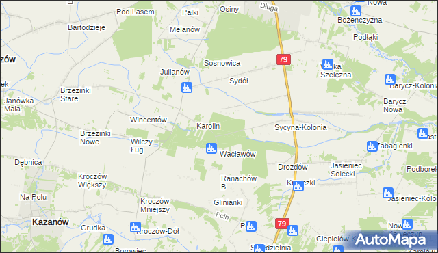 mapa Wacławów Gajówka, Wacławów Gajówka na mapie Targeo