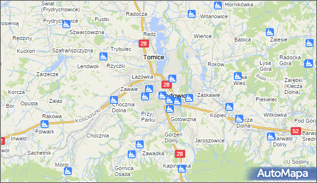 mapa Wadowice, Wadowice na mapie Targeo