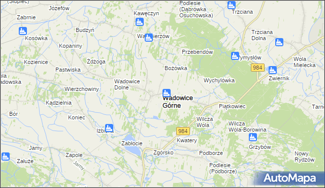 mapa Wadowice Górne, Wadowice Górne na mapie Targeo