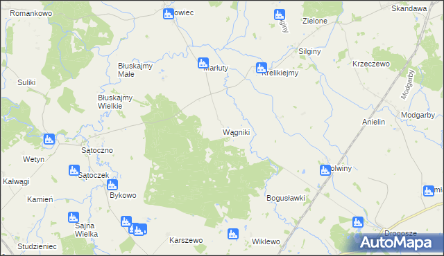 mapa Wągniki gmina Korsze, Wągniki gmina Korsze na mapie Targeo