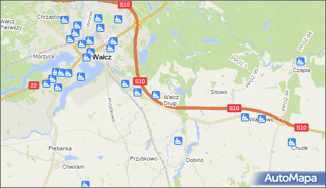 mapa Wałcz Drugi, Wałcz Drugi na mapie Targeo