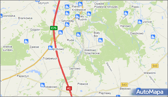 mapa Wałdowo Szlacheckie, Wałdowo Szlacheckie na mapie Targeo