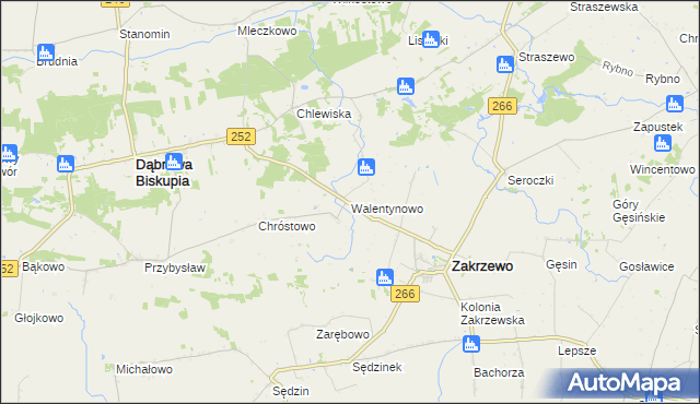 mapa Walentynowo gmina Dąbrowa Biskupia, Walentynowo gmina Dąbrowa Biskupia na mapie Targeo