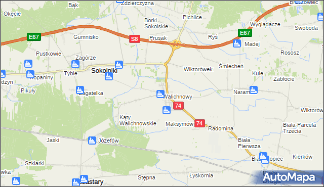 mapa Walichnowy, Walichnowy na mapie Targeo