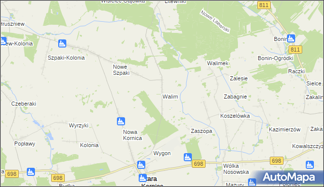 mapa Walim gmina Stara Kornica, Walim gmina Stara Kornica na mapie Targeo