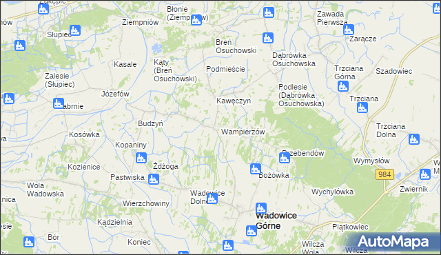 mapa Wampierzów, Wampierzów na mapie Targeo