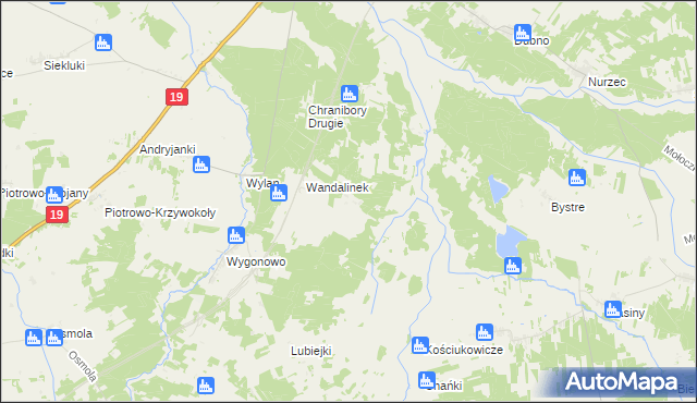 mapa Wandalin gmina Boćki, Wandalin gmina Boćki na mapie Targeo