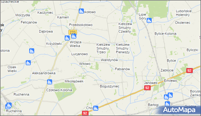 mapa Wandynów gmina Koło, Wandynów gmina Koło na mapie Targeo