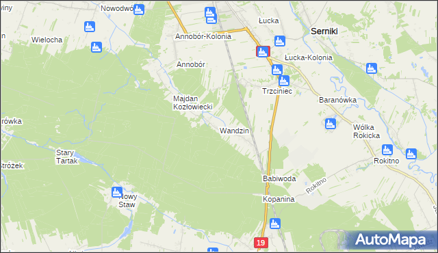 mapa Wandzin gmina Lubartów, Wandzin gmina Lubartów na mapie Targeo