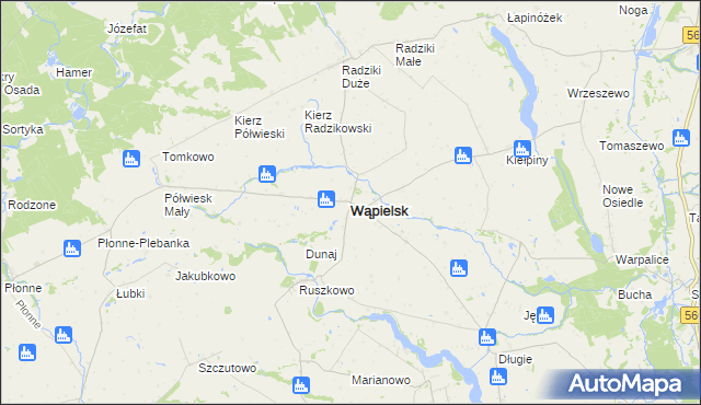 mapa Wąpielsk, Wąpielsk na mapie Targeo