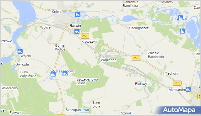 mapa Wapienno, Wapienno na mapie Targeo