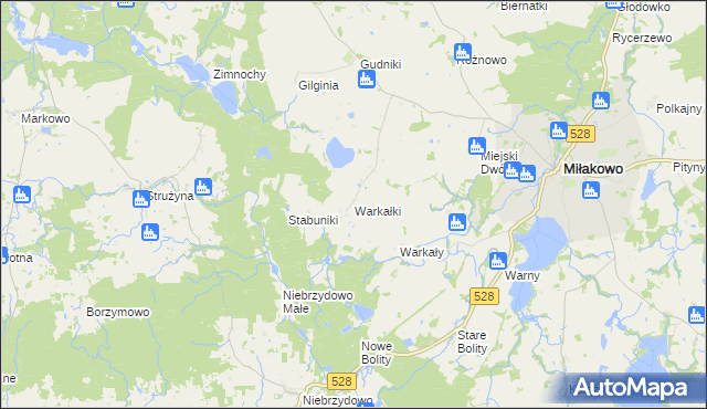 mapa Warkałki, Warkałki na mapie Targeo