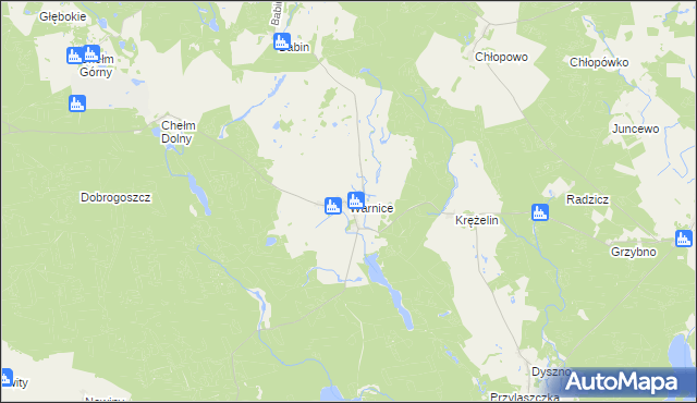 mapa Warnice gmina Dębno, Warnice gmina Dębno na mapie Targeo