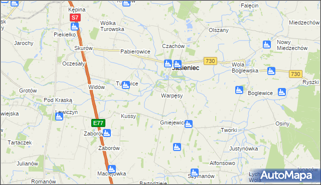 mapa Warpęsy, Warpęsy na mapie Targeo