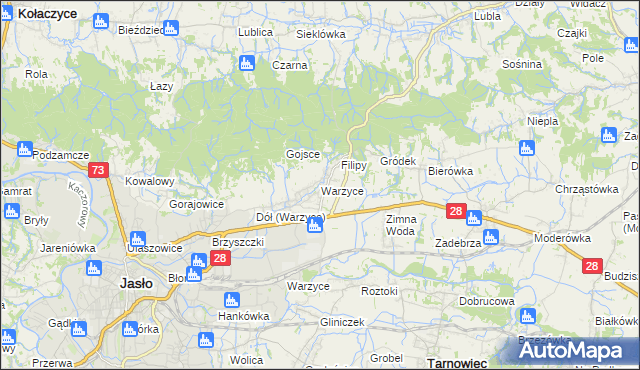 mapa Warzyce, Warzyce na mapie Targeo