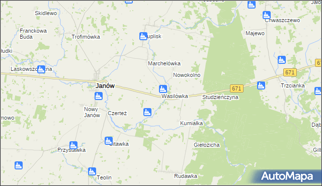 mapa Wasilówka gmina Janów, Wasilówka gmina Janów na mapie Targeo