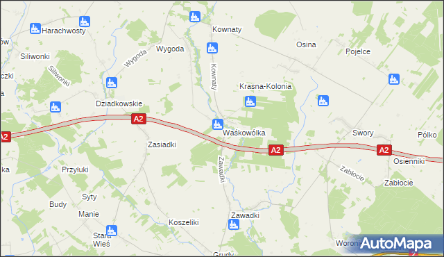 mapa Waśkowólka, Waśkowólka na mapie Targeo