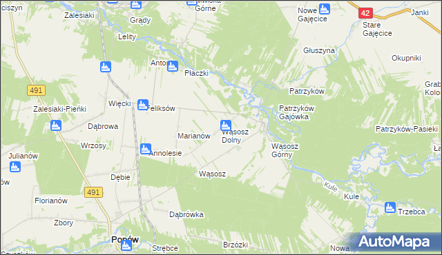 mapa Wąsosz Dolny, Wąsosz Dolny na mapie Targeo